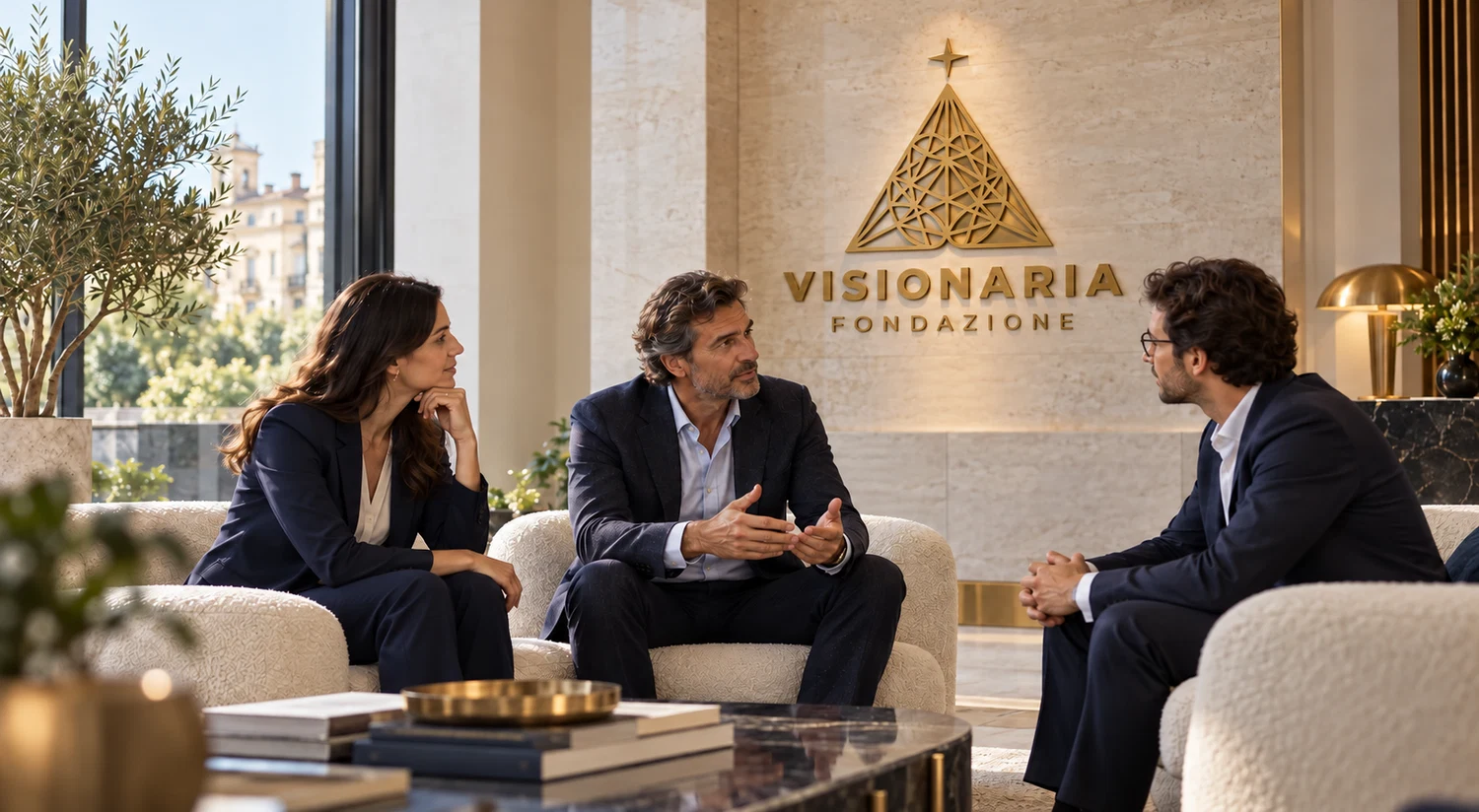 Persone in dialogo in un ambiente professionale Visionaria